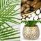 Fake Plants 15'' Faux Palm Plant in Gold-White Pot Realistic Artificial Plants Indoor for Home Farmhouse Centrepieces Wedding Decorations
